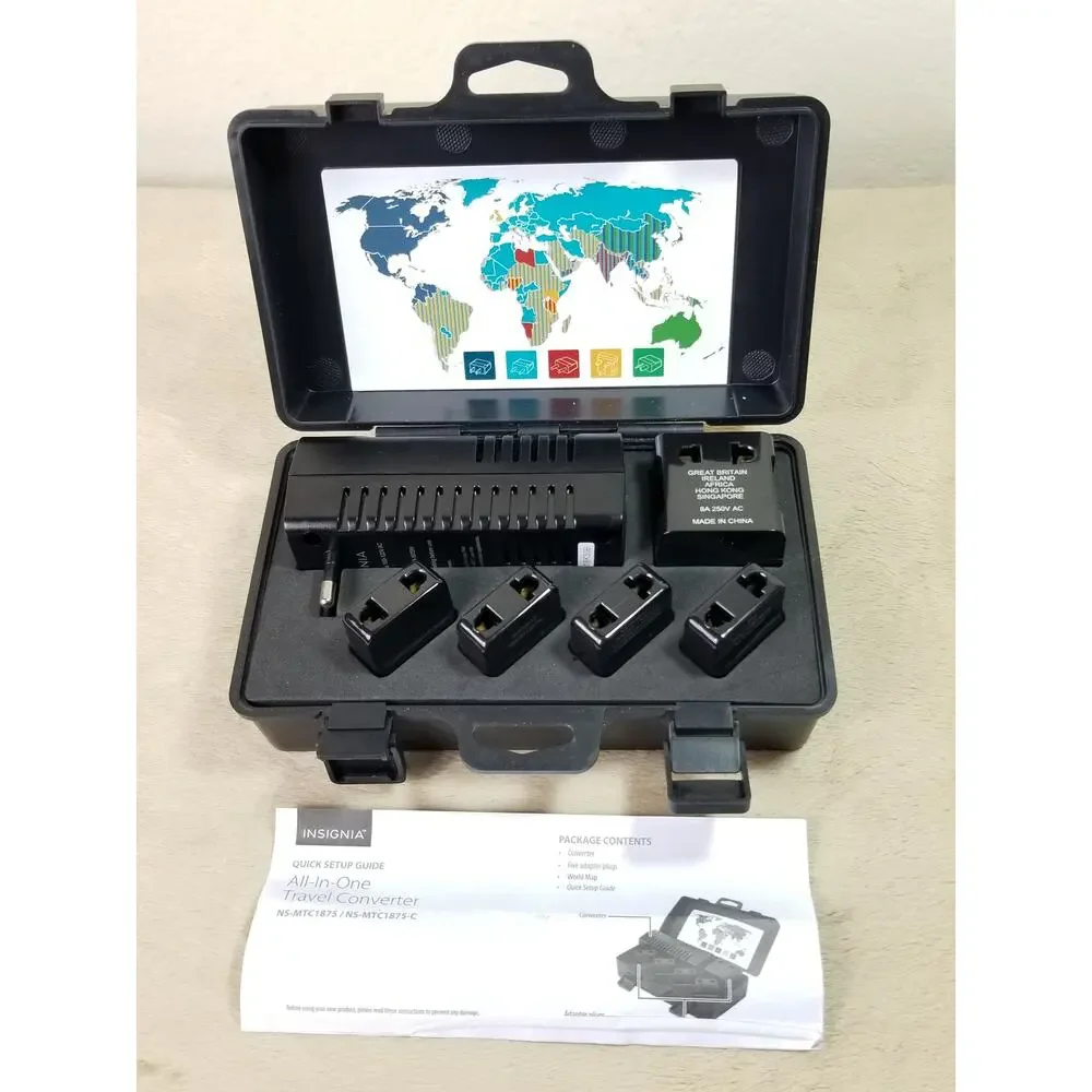 Insignia Travel Converter & 5 Adapter Plugs + Case Color Black NS-MTC1875